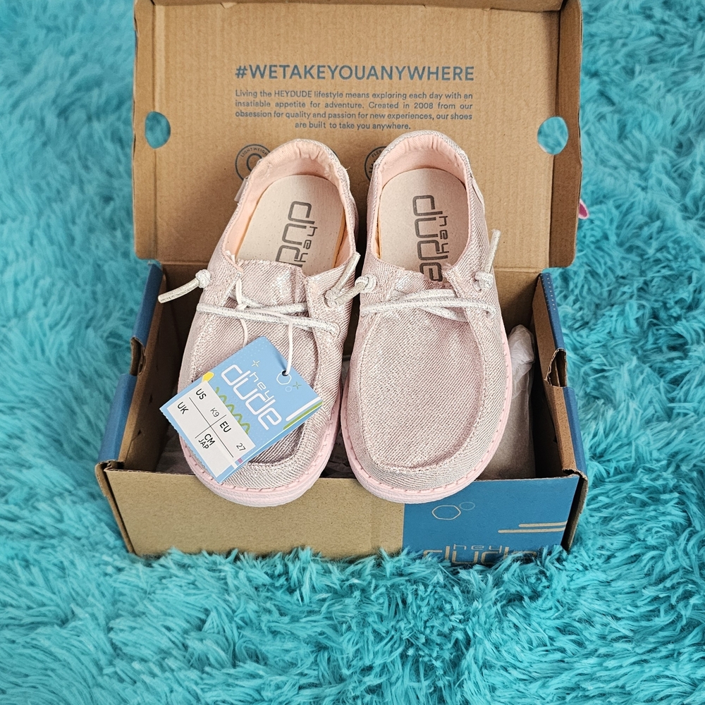 Hey Dude Kids Glittery Pink Sneakers